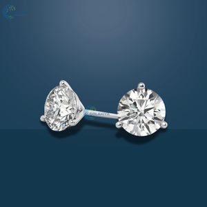 2.6TCW Pendiente redondo de corte brillante VVS1 Pendiente de moissanita para mujer Pendiente de tres puntas de oro blanco sólido de 14 quilates - Product Image 2