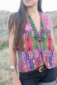 SRJ EXPORTS Gilet vintage d'art populaire, tissé à la main, brodé, 100% coton, magnifique tissage, trois boutons, grande taille, style Rajasthan, coupe trapèze - Product Image 5