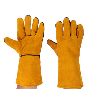 Guantes de soldadura de 11 oz de cuero dividido de piel de vaca de calidad superior con certificación CE resistente a perforaciones resistente a la abrasión - Product Image 1