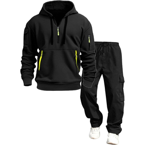 Ensemble de jogging 100% coton personnalisable pour hommes, nouveau style, couleur unie, à capuche, manches raglan, OEM, vêtements de sport lourds pour l'hiver - Product Image 4