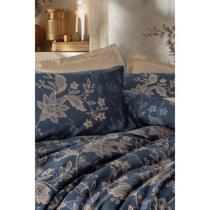 Ensemble de draps en satin de coton pour lit double avec motif floral Noctelle Bej pour usage domestique - Product Image 1