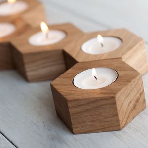 Handcrafted Wooden <b>Tealight</b> <b>Holder</b> for Easter Home Decor-Heat Resistant & Durable for Festivals Weddings Dining Tables - Product Image 2