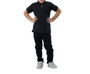 Summer Season 8-Year-Old Kids <b>Polo</b> <b>Shirt</b> 100% Combed Cotton Pique 220gsm <b>Black</b> Solid Pattern Short Sleeves - Product Image 2