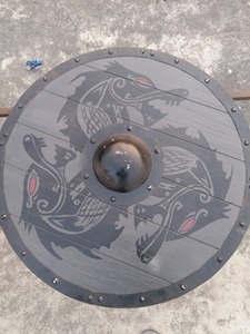 Autentico medievale ~ Fenrir indossato dalla battaglia ~ battaglia scudo vyking battaglia ~ scudo pronto scudo norreno viche guerrieri scudo, dal produttore di coltelli - Product Image 5