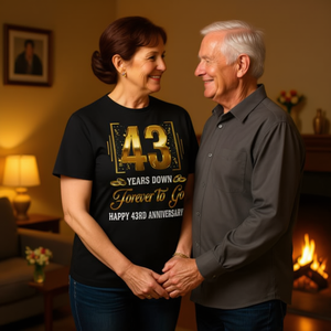 Maglietta per il 43° anniversario del matrimonio di coppia, 43 Years Down Forever to Go - Product Image 3