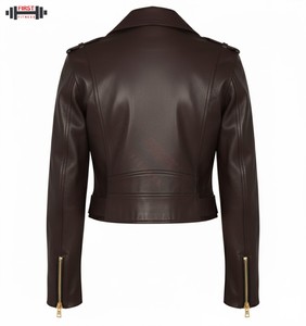 Chaquetas de Cuero 2025, Chaqueta Corta para Mujer, Cuero de Oveja Real de Alta Calidad, Cierre de Cremallera, Cinturón, Chaqueta de Cuero Genuino Personalizada para Mujer - Product Image 2