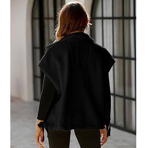 Élégant décontracté sans manches gilet solide noir veste grande taille femmes hommes hiver velours côtelé laine gilet Logo personnalisé coupe-vent vêtements d'extérieur - Product Image 4