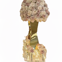 Nouveaux accessoires de mariage, fleurs de table dorées/argentées, décoration de fête d'anniversaire, décorations d'hôtel