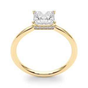 Bague en or jaune 18 carats avec diamant solitaire taille princesse cultivé en laboratoire pour femme, élégante, scintillante, opulente, cadeau d'anniversaire - Product Image 1