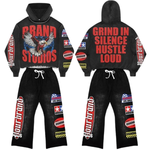 Ensemble de survêtement unisexe personnalisé pour la rue, jogging, lavage à l'acide, 3D pour Y2K, ensemble de sweat-shirt à fermeture éclair - Product Image 5