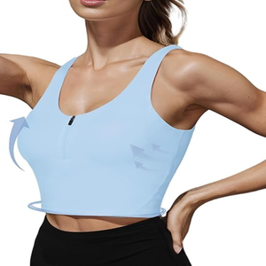 เสื้อกล้ามไร้รอยต่อแห้งเร็วระบายอากาศได้ดีมีซิปด้านหน้าสำหรับผู้หญิงเสื้อกล้ามสำหรับออกกำลังกายเล่นโยคะพร้อมบราในตัว - Product Image 6