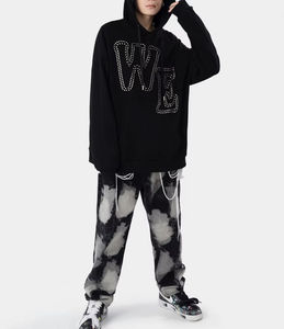 เสื้อฮู้ดผู้ชายแบบระบายอากาศได้ผ้ามีฮู้ดประดับพลอยเทียมย้อมสีล้วนสำหรับฤดูหนาว - Product Image 4