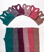 Ensemble de sport deux pièces pour femme : Legging de yoga et brassière de sport, couleur unie, avec logo personnalisé, haute qualité, anti-bactérien, vente en gros