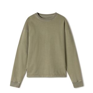 T-shirts 100% coton avec décoration de boutons col rond et tissu éponge impression de logo personnalisé manches longues pour l'hiver vente en gros - Product Image 1