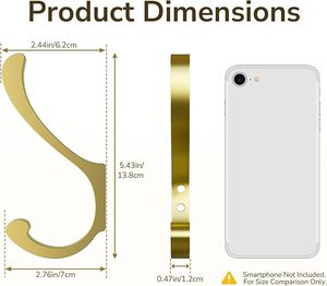 Heavy-Duty Aluminium Large Coat Hanger <b>Chrome</b> Coat <b>Hooks</b> Wall Mount for Clothing Keys Bags Hats-for Office Use - Product Image 3