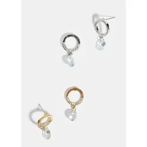 Orecchini a cerchio A3shop con strass, design a goccia alla moda, stile chic per donna - Product Image 3