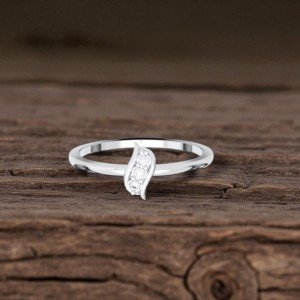 Juego de puntas de corte de diamante cultivado en laboratorio de 0,04 quilates, anillo de banda minimalista/elegante hecho en oro sólido de 10K, 14K, 18K, a la moda - Product Image 3