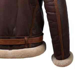 <b>Top</b> Class Sleek <b>Distressed</b> Bomber Jacket In Soft Sheepskin Sherpa Faux Fur Men Premium Winter Bomber Jacket - Product Image 6
