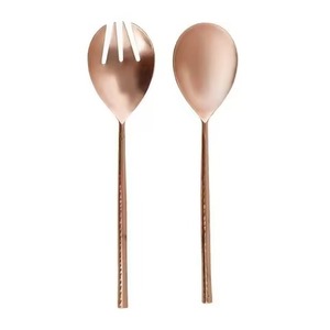 New Design <b>Heart</b> Shaped Handle Flatware Set of 2 Polished Tone Stainless Steel Salad Servers with Spoons and Forks - Product Image 5