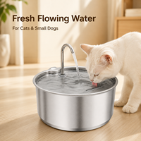 2,2L Edelstahl Katzen-Trinkbrunnen mit Blumenauslauf, Automatischer Haustier-Wasserspender für Katzen und Hunde, OEM ODM