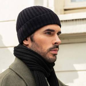 Estilo República Hombres 100% Cachemira pura Borde acanalado Beanie Sombreros - Product Image 5