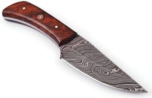 Cuchillo de Caza de Hoja Fija Hecho a Mano con Mango de Palisandro, Cuchillo Bu/aft de Damasco de Tamaño Personalizado con Funda de Cuero - Product Image 3