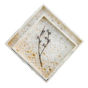 Bandeja de servicio con incrustaciones de perlas madre hecha a mano moderna, patrones ovalados rectangulares, Material MOP/MDF, tamaño personalizable, Vietnam, venta al por mayor - Product Image 1