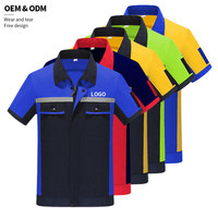 Combinaison unisexe en coton à manches courtes, vêtements de travail haute visibilité, uniforme certifié CE, chemise de sécurité respirante, impression de logo pour le secteur pétrolier