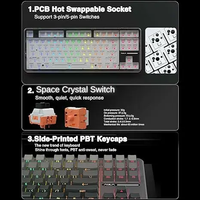 Nouvel arrivage AULA F87 Claviers de jeu DIY RGB Clés rétroéclairées Rgb Ordinateur Pc Jeu Clavier de jeu mécanique sans fil