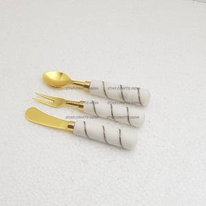 Comprar nuevo mejor diseño al por mayor de acero inoxidable y mango de mármol cucharas cubiertos juego de cubiertos fabricante indio de STAR CRAFTS - Product Image 5