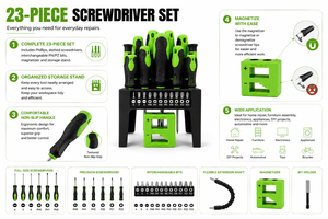 23-Piece <b>Screwdriver</b> Set Storage Stand Magnetizer Phillips Slotted <b>Screwdrivers</b> Interchangeable PH/PZ Bits Textured Anti-Slip - Product Image 2