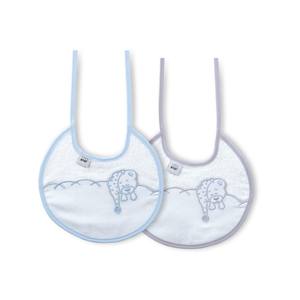 Ensemble de bavoirs (2 unités) en tissu 100% coton gris et bleu pour bébés et enfants - Product Image 1