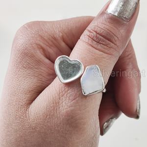 Joyería de piedra cruda, anillo para mujer, piedra lunar arcoíris Natural, piedra preciosa, piedra natal de junio, anillo de corazón, joyería, anillo de Plata de Ley 925 - Product Image 2