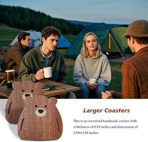 Posavasos de Madera de Sapele Mini, Cuadrados Clásicos con Incrustaciones de Madera, 4x4 Pulgadas, Impermeables, con Grabado en Relieve, Juego de Posavasos para Mesa de Centro o Comedor - Product Image 6