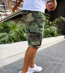 Pantalones cortos cargo personalizados de alta calidad, ropa de calle para hombre, venta al por mayor, pantalones cortos vaqueros para hombre, pantalones cortos cargo con tachuelas Vintage informales para exteriores - Product Image 6