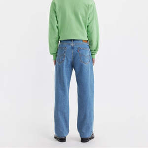 Jeans droits pour hommes motif solide été automne 100% coton Stretch fermeture éclair Logo personnalisé Street Wear Denim pantalon - Product Image 1