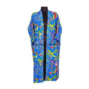 Robe kimono longue en coton biologique 100% faite à la main, vintage, matelassée, style indien, écologique, vêtements de nuit pour femmes et filles - Product Image 1
