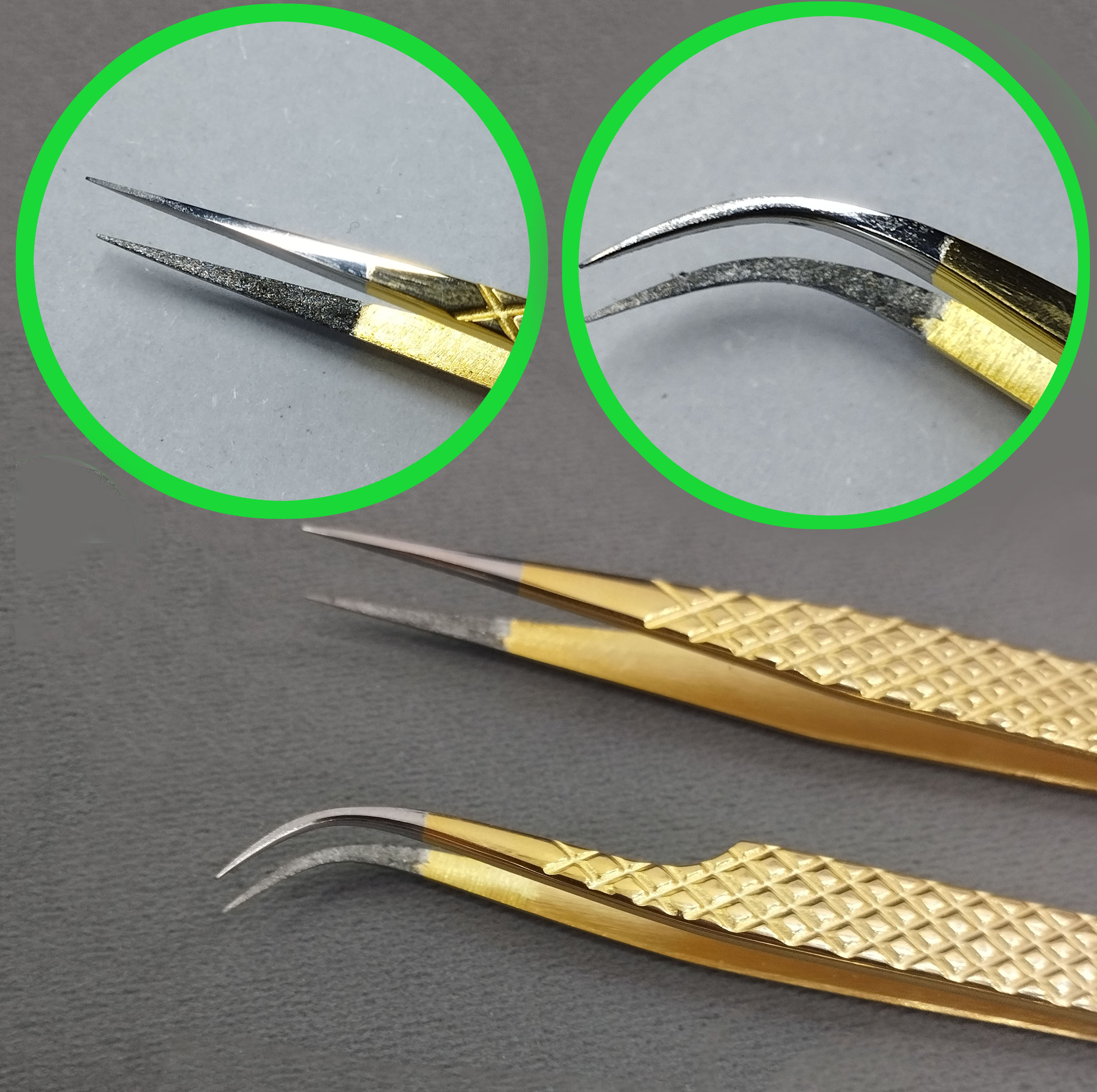 2mm Tip Tweezers Pink Eyelash Extension Stainless Steel Green Nude