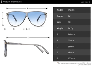 แว่นกันแดดแฟชั่นทรงใหญ่ ดีไซน์โดดเด่น รับผลิตแบบ OEM ป้องกันรังสียูวี 400 ป้องกันแสงสะท้อน เหมาะสำหรับขับรถ ใช้ได้ทั้งผู้ชายและผู้หญิง สไตล์วินเทจ ขายส่ง เลนส์หลากสี แว่นกันแดดผู้ชาย รับทำโลโก้ ทรงวงรี - Product Image 4