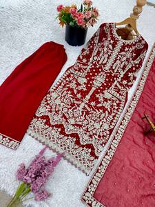 La última ropa de fiesta india y pakistaní bordada personalizable Sharara Gharara Top y Ropa Étnica Dupatta precio al por mayor - Product Image 3