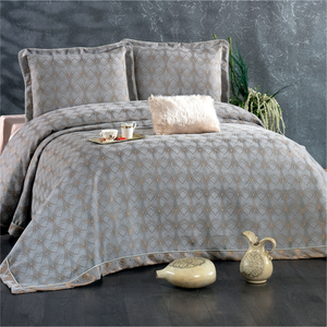 Guzide Podyum Grey 4-Piece Customized Classic Luxury Home <b>Bedspread</b> <b>Set</b> 100% Chenille Organic Woven Striped Washable Anti-Dust - Product Image 1