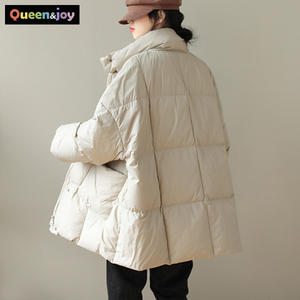 Chaqueta Acolchada Cuadrada Qnjoy Chimello, Gruesa, Cálida, Talla Grande, de Lana, Corte Holgado, Estilo Casual para el Invierno - Product Image 6