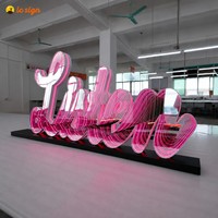 Enseigne LED personnalisée pour entreprise, lettres 3D effet miroir infini, enseigne lumineuse en acrylique pour affichage commercial en magasin
