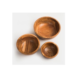 Bol en bois rustique fait à la main finition lisse pour salade fruits pâtes collations pain cuisine de ferme bol de service naturel décoratif - Product Image 3