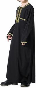 Elegant Oversized Kaftan Moroccan Kid Black Color Thobes Jubbah Dress Pocket Robes Arabic Saudi Wear Kids Boys Breathable Thobes - Product Image 5