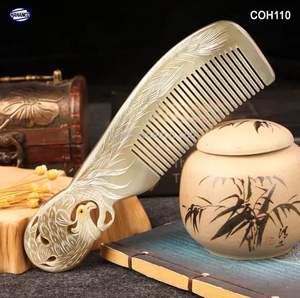 หวีทำจากเขาควายหวีสีแบบธรรมชาติหวีแตรป้องกันไฟฟ้าสถิตย์สำหรับเป็นของขวัญวันหยุดโดยงานฝีมือจันทร์เสี้ยว - Product Image 6