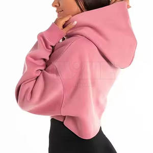 Top vente haute qualité Street Wear Crop Top Hoodies Design unique doublé à capuche pour l'hiver - Product Image 3