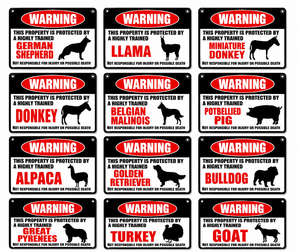 Divertida Letrero Metálico de Advertencia con Animales de Granja, Decoración de Pared con Diseño de Pollo, Conejo y Pastor Alemán, Venta al Por Mayor Personalizada - Product Image 1