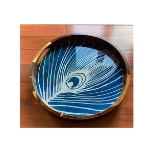 Plateau de service tissé de canne ronde élégante pour les fournitures de restaurant et d'hôtel plateaux de service de canne imprimés de haute qualité pour la vaisselle - Product Image 2