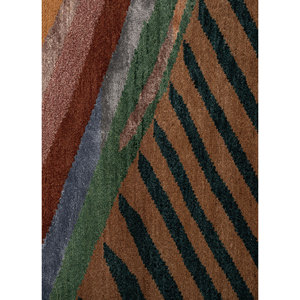 Manchaha Abstract Pattern Hand Knotted <b>Wool</b> & Bamboo Silk Rug <b>Red</b> & Orange-For Home Use Les-2814 - Product Image 3